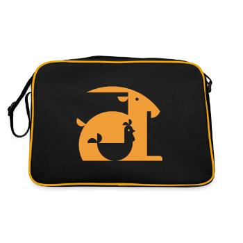 Goat or cock illusion optic illusion gift - Retro Bag - black/gold - Back