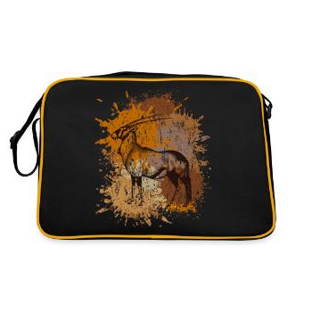 Antilope Wildtier Afrika Safari Savanne Jagd - Retro Tasche - Schwarz/Gold - Hinten
