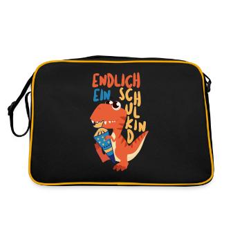 Finally schoolchild 1st grade school enrollment gift - Retro Bag - black/gold - Back