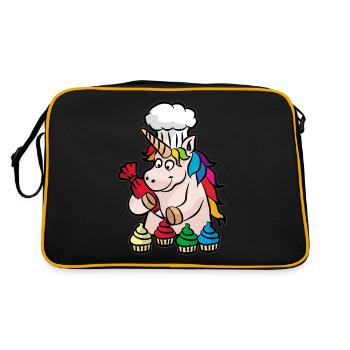 Licorne cupcake boulanger boulangerie pâtisseries - Sac Retro - noir/or - Dos
