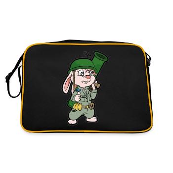 Bundeswehr Hase Häschen Militär Panzerfaust Armee - Retro Tasche - Schwarz/Gold - Hinten