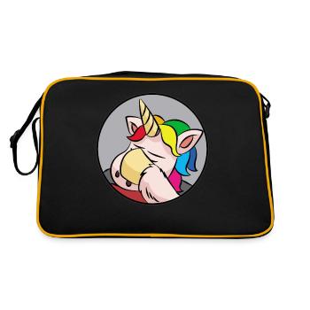 Unicorn FACEPALM Meme Nerd - Retro Bag - black/gold - Back