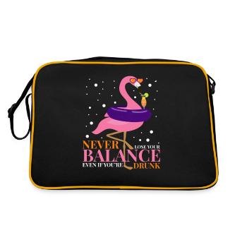 Pink Flamingo Shirt Topical Holiday Summer Drink - Retro Bag - black/gold - Back