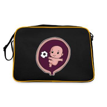 Pregnancy mother birth baby football - Retro Bag - black/gold - Back