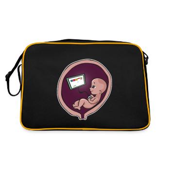 Pregnancy mother childbirth baby gamer gambler - Retro Bag - black/gold - Back