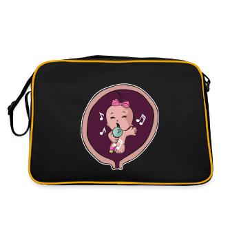 Pregnancy mother birth baby singer musician - Retro Bag - black/gold - Back