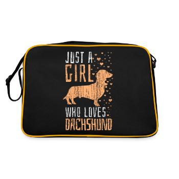 Dackel Hund - Retro Tasche - Schwarz/Gold - Hinten