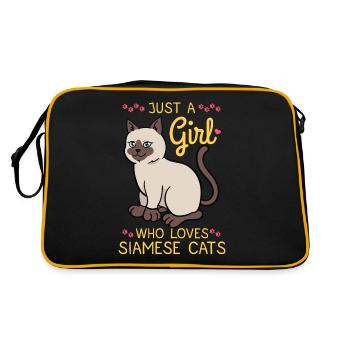 Cadeau d'amour fille chat femme chat siamois - Sac Retro - noir/or - Dos