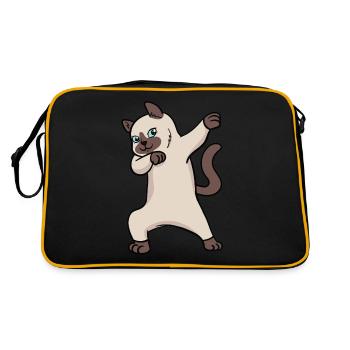 Siamese Cat Cats Dabbing Dance Dancing Gift - Retro Bag - black/gold - Back