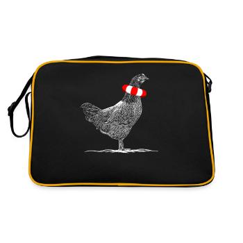 Funny Chicken Chickens with Swimming Ring Holiday - Retro Bag - black/gold - Back