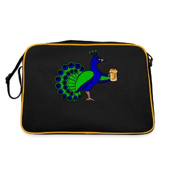 Peacock beer beer mug Funny party celebration gift - Retro Bag - black/gold - Back