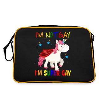 I'm not gay I'm super gay - Retro Tasche - Schwarz/Gold - Hinten
