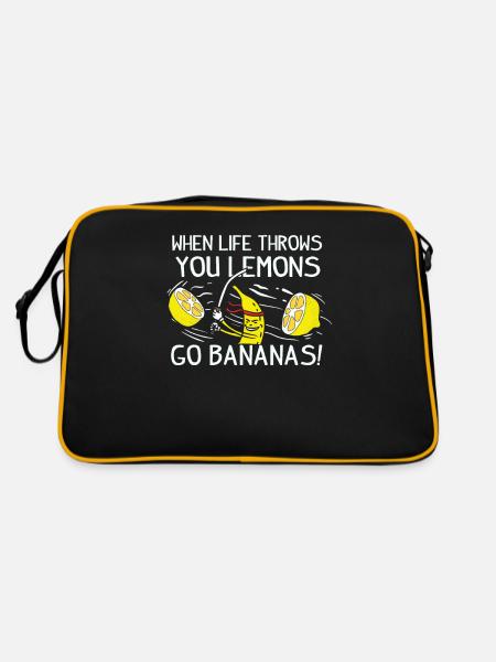 Banana Lemons Life Yellow Motivation Gift - Retro Bag - black/gold