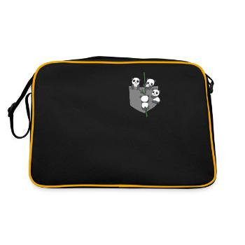 Panda in Brusttasche - Retro Tasche - Schwarz/Gold - Hinten