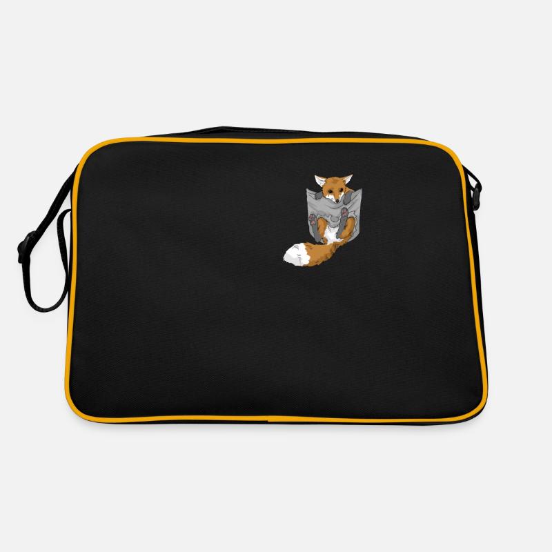 Renard dans la poche de poitrine - Sac Retro - noir/or