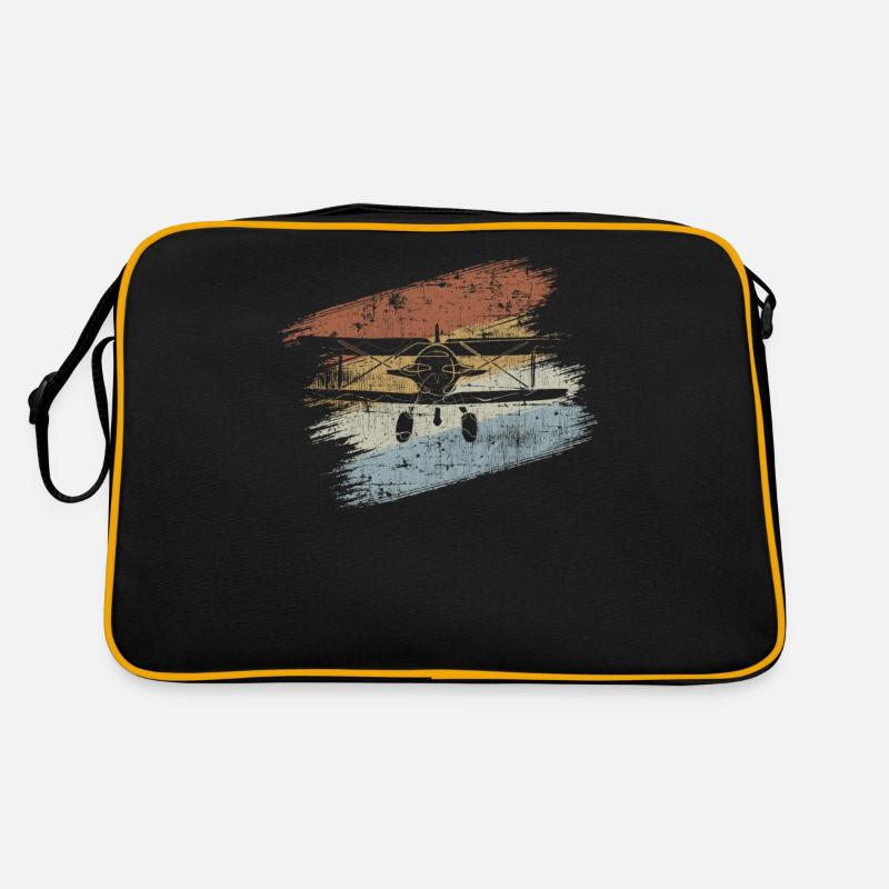 Flugzeug - Retro Tasche - Schwarz/Gold