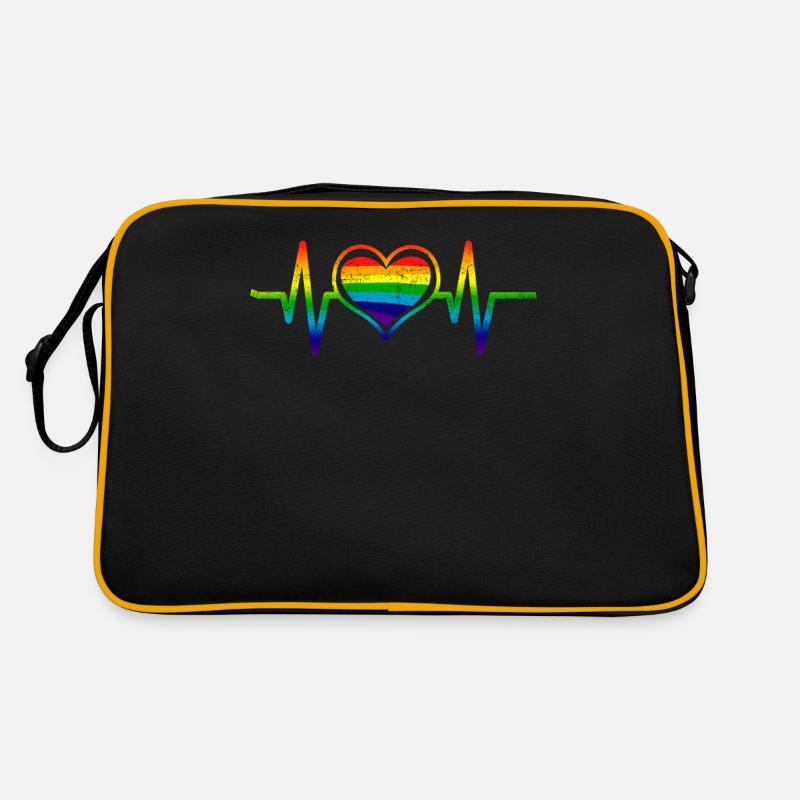 EKG Herzschlag LGBT Frequenz - Retro Tasche - Schwarz/Gold
