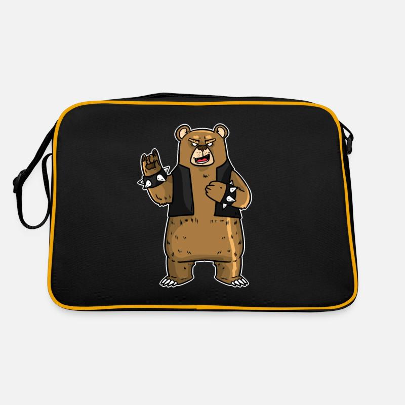 ROCKBEAR - rockender Bär mit Lederweste Retro Tasche