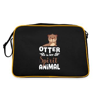 Otter Seelenverwandt Tier Lustig Spirit Geschenk - Retro Tasche - Schwarz/Gold - Hinten