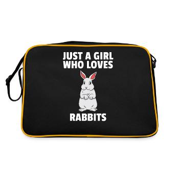 Hase Kaninchen Zwergkaninchen Süßer Rex Geschenk - Retro Tasche - Schwarz/Gold - Hinten