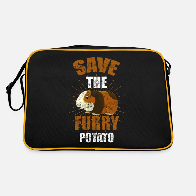Meerschweinchen Haustier Nagetier Geschenk - Retro Tasche - Schwarz/Gold