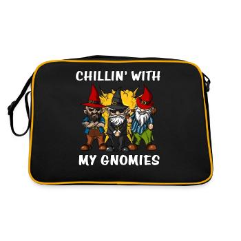 Chillin mit meinen Gnomies Fantasy Garden Gnomes - Retro Tasche - Schwarz/Gold - Hinten