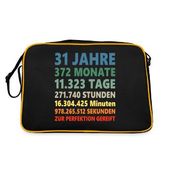 31. Geburtstag 31 Jahre Geschenk - Retro Tasche - Schwarz/Gold - Hinten