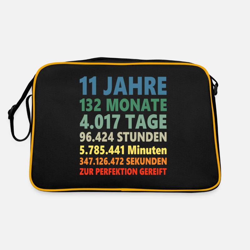 11 Jahre 11ter Geburtstag Geschenk - Retro Tasche - Schwarz/Gold