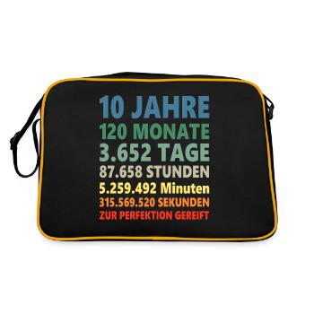 10. Geburtstag 10 Jahre Geschenk - Retro Tasche - Schwarz/Gold - Hinten