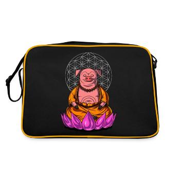 Cochon Bouddha Zen Yoga Méditation Ferme Porc Animal - Sac Retro - noir/or - Dos