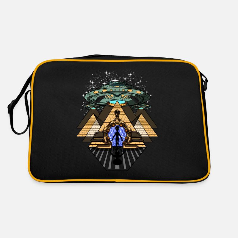 Alien Abduction Egyptian Pyramids Anunnaki - Retro Bag - black/gold