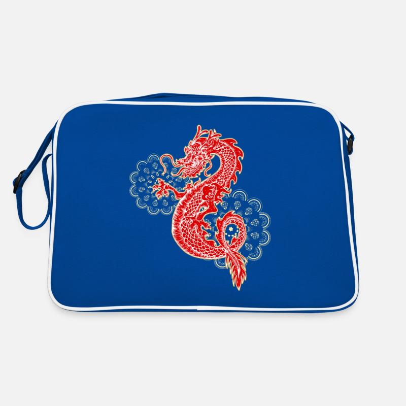 Chinesischer Drachen mit Mandala Geschenk Retro Tasche