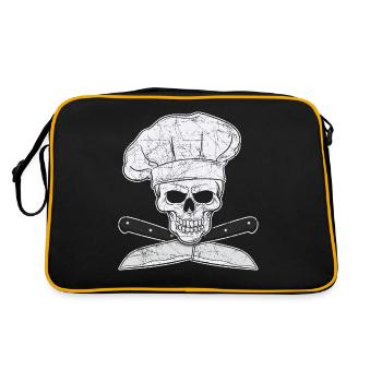Grilling chef cook chef skull knife gift - Retro Bag - black/gold - Back