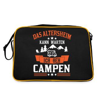 Das Altersheim kann warten Lustiger Camping Spruch - Retro Tasche - Schwarz/Gold - Hinten