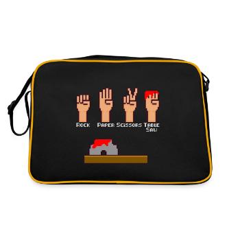 Stone Scissors Paper Circular Saw Carpenter - Retro Bag - black/gold - Back