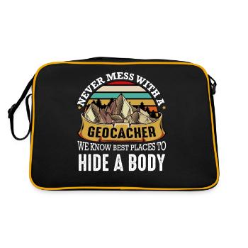 Geocaching - Retro Tasche - Schwarz/Gold - Hinten