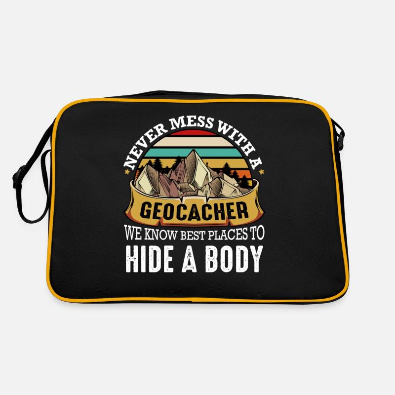 Geocaching - Retro Tasche - Schwarz/Gold