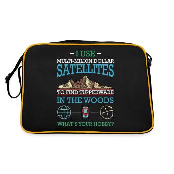 Geocaching - Retro Tasche - Schwarz/Gold - Hinten