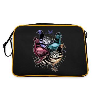 Tauben Rennen Taubenzüchter Brieftaube Turteltaube - Retro Tasche - Schwarz/Gold - Hinten