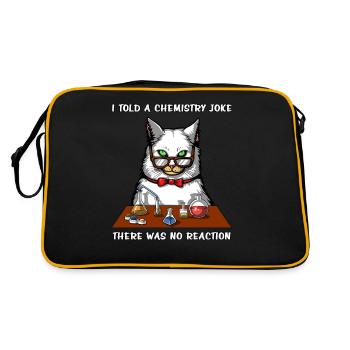 Cat Chemistry Teacher Joke No Reaction Funny Joke - Retro Bag - black/gold - Back
