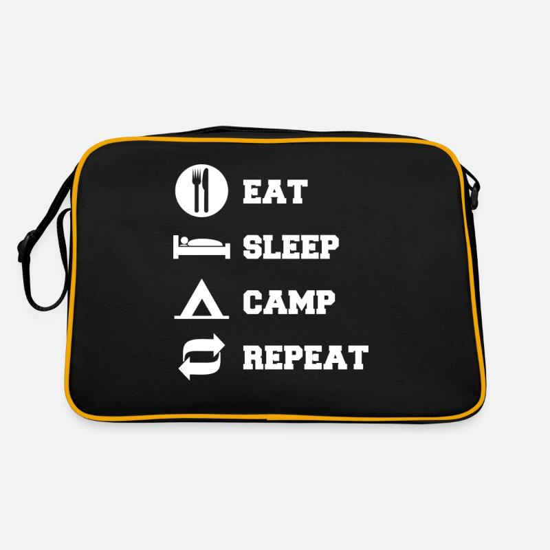 Eat Sleep Camp Repeat Funny Camping Retro Bag