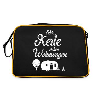 Echte Kerle ziehen Wohnwagen - Retro Tasche - Schwarz/Gold - Hinten