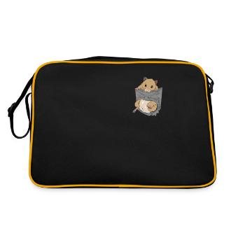 Hamster in Brusttasche - Retro Tasche - Schwarz/Gold - Hinten