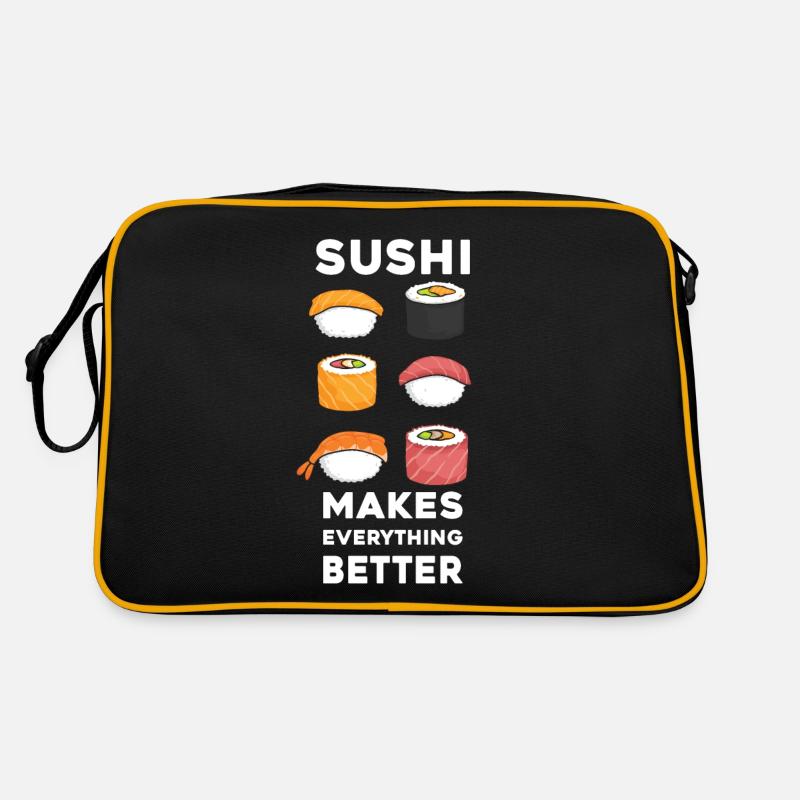 Sushi - Retro Tasche - Schwarz/Gold