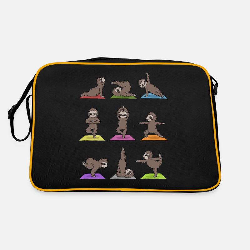 Faultier Yoga - Retro Tasche - Schwarz/Gold