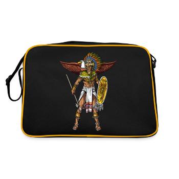 Aztec Eagle Warrior Native Mexican Indian - Retro Bag - black/gold - Back