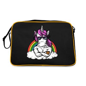 Magische Einhorn Fitness Gym Workout Regenbogen - Retro Tasche - Schwarz/Gold - Hinten