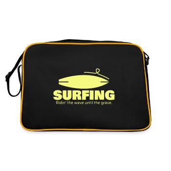 Surfing, gift, gift idea - Retro Bag - black/gold - Back