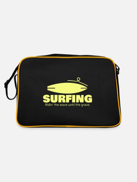 Surfing, gift, gift idea - Retro Bag - black/gold - Back