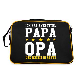 Papa Rente Opa Renter Rentnergeschenk Ruhestand - Retro Tasche - Schwarz/Gold - Hinten